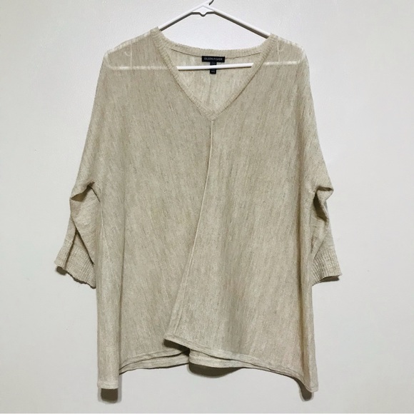 Eileen Fisher Tops - Eileen Fisher Tan Italian Yarn Short Sleeve Relaxed Fit Top